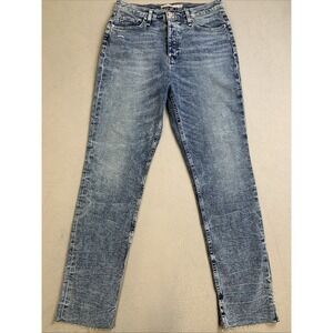 Hudson Holly Jeans Women's Size 31 Blue Denim Distressed Button Fly Raw Hem